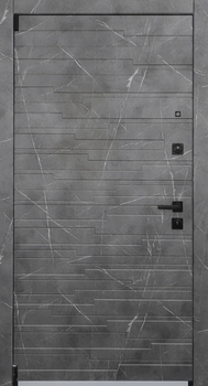 Квартирная дверь с панелями МДФ серого цвета «текстура мрамора» Квартирная дверь с панелями МДФ серого цвета «текстура мрамора»